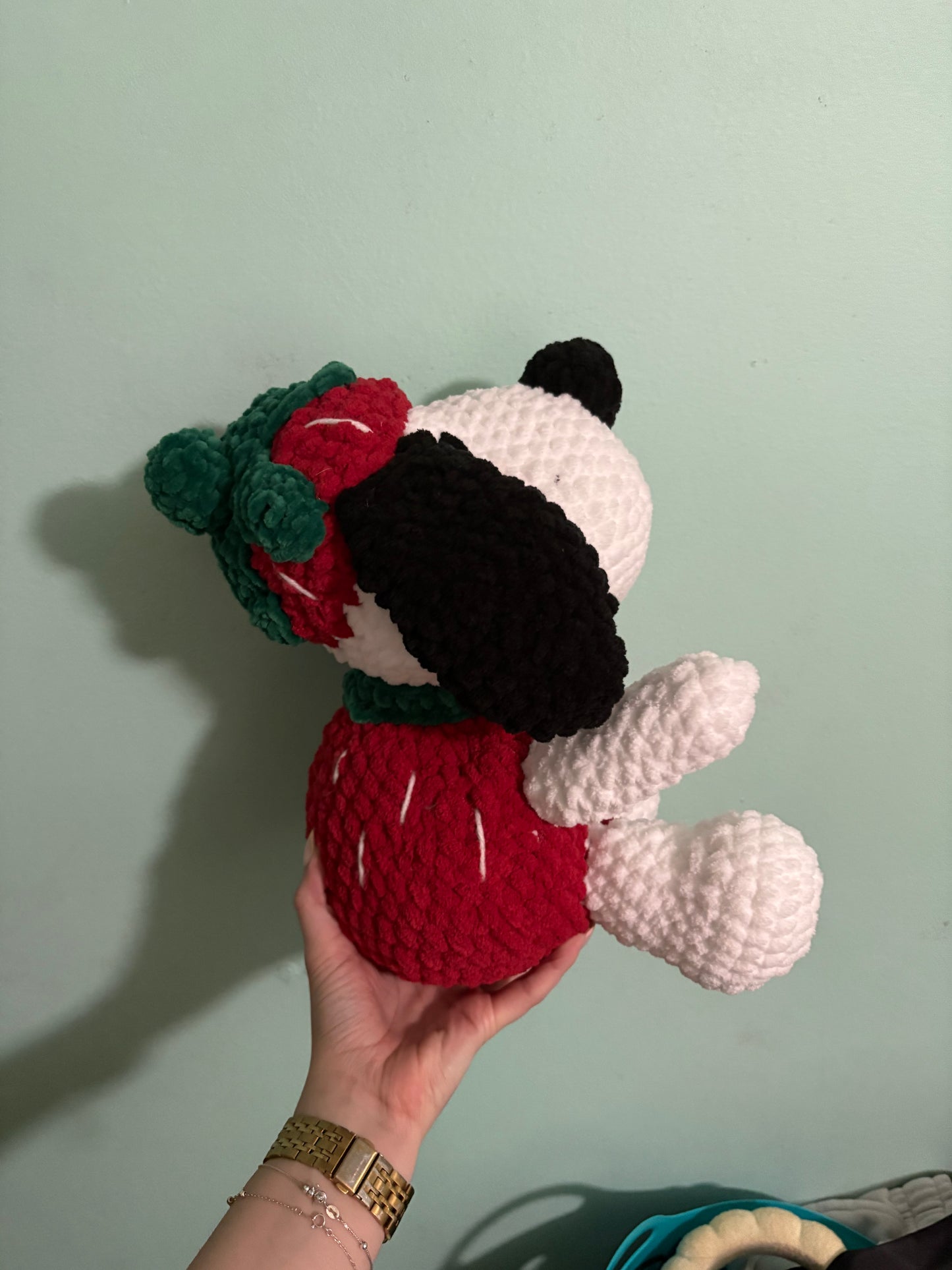 Crochet Snoopy in a Strawberry