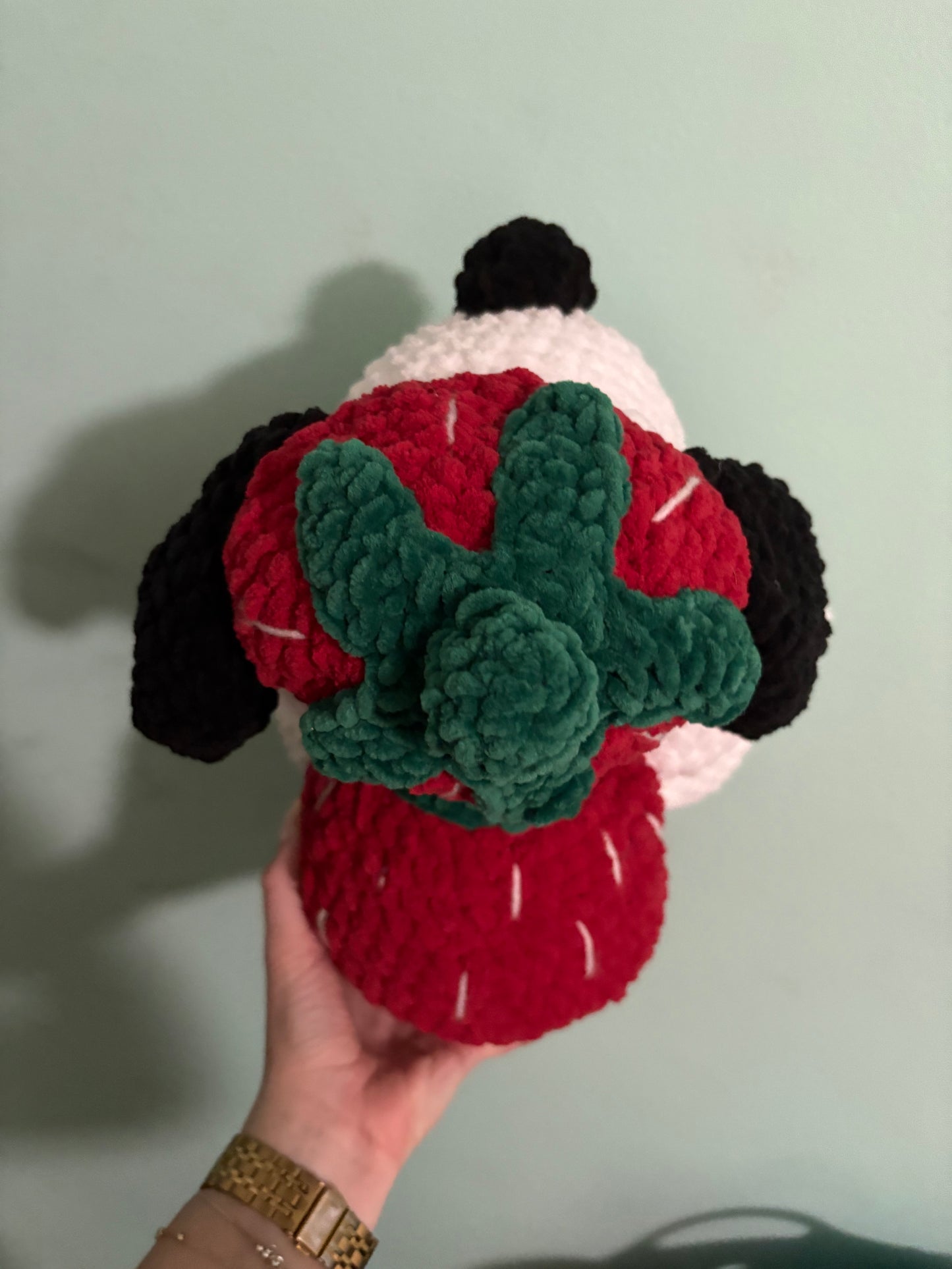 Crochet Snoopy in a Strawberry