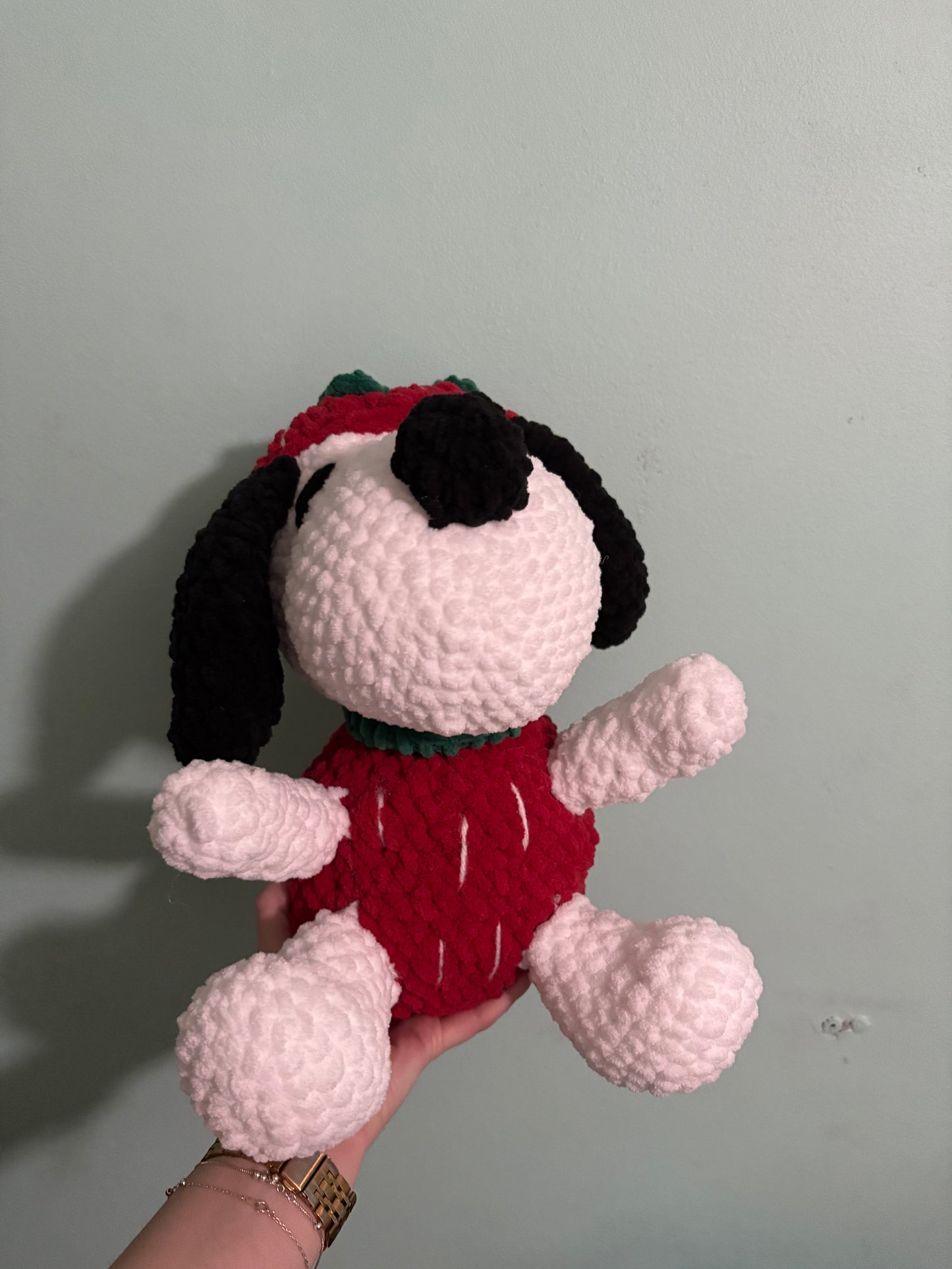 Crochet Snoopy in a Strawberry