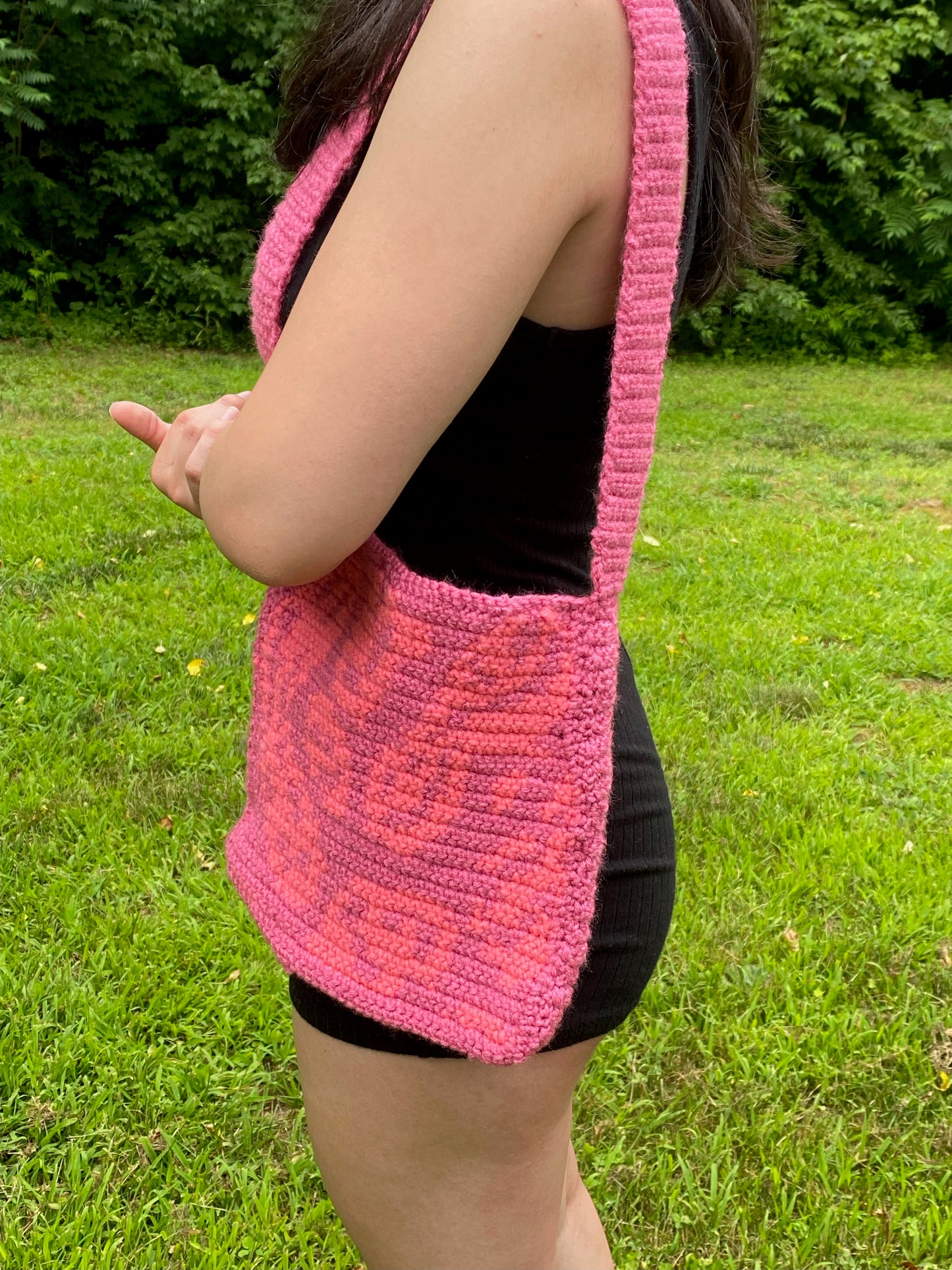 Crochet Funky Face Tote Bag