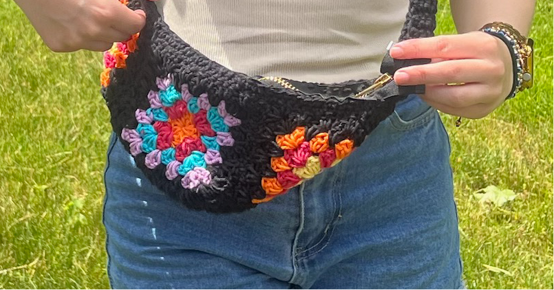 Crochet Granny Square Fanny Pack with Zipper