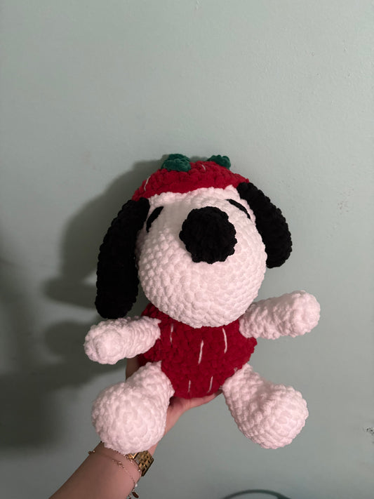 Crochet Snoopy in a Strawberry