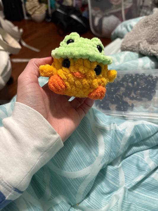 Crochet Duck in Frog Hat