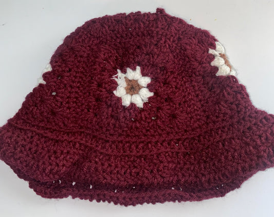 Crochet Flower Granny Square Bucket Hat