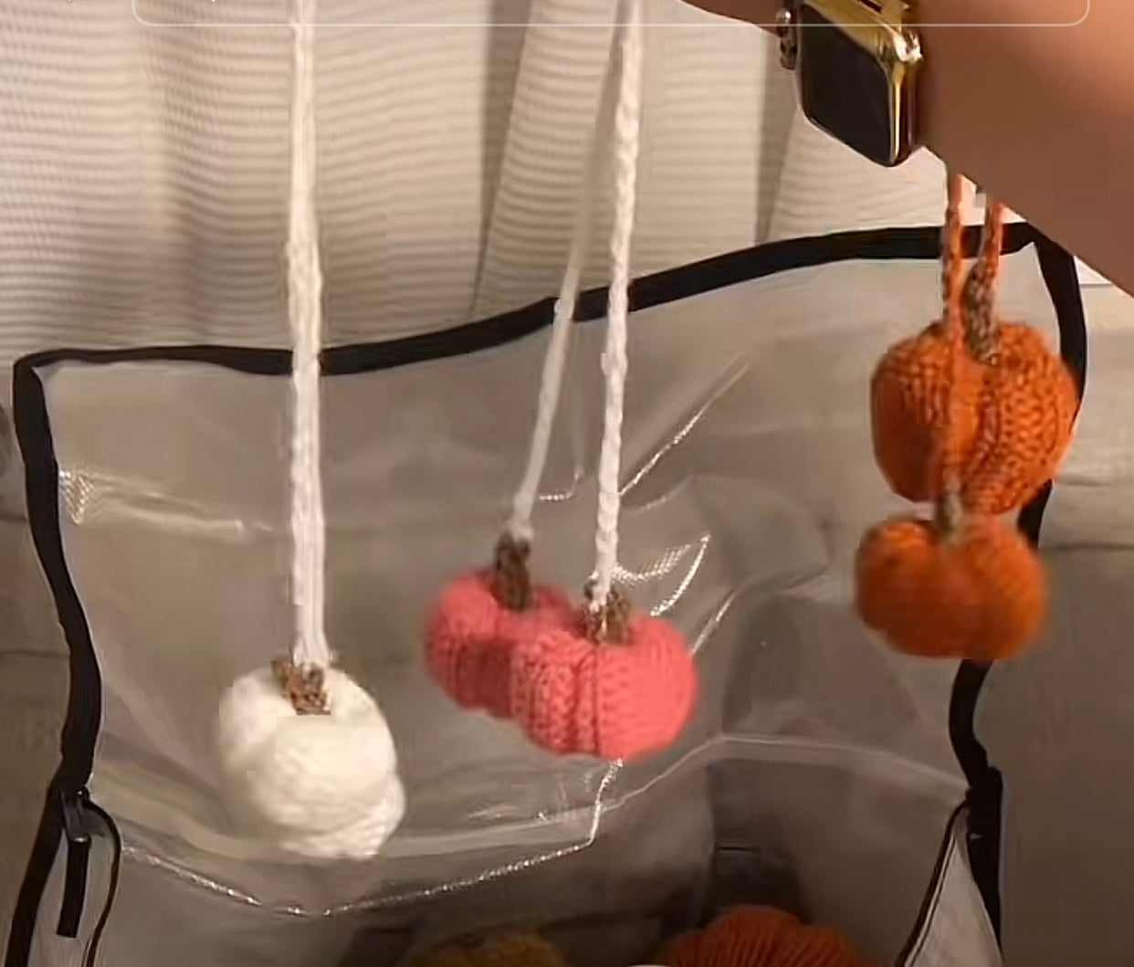 Crochet Pumpkin Car Charm