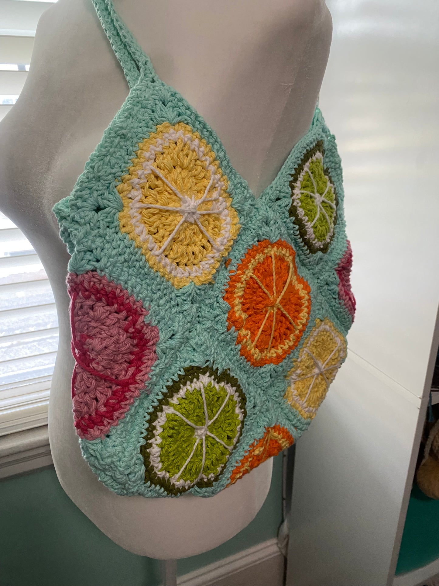 Crochet Fruit Granny Square Tote Bag