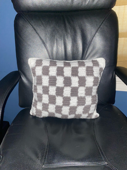 Crochet Checkered Throw Pillow